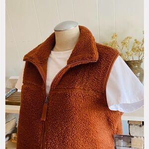 Eddie Bauer Brown/Burnt Orange Sherpa Vest, 3X, Worn Once
